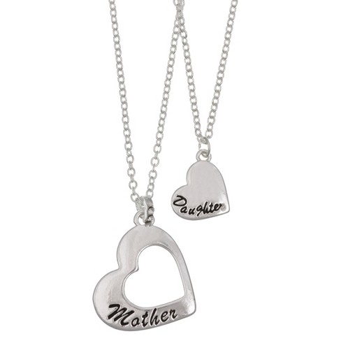 Fao Schwarz Silver Tone Heart Pendant Necklace Set : Target