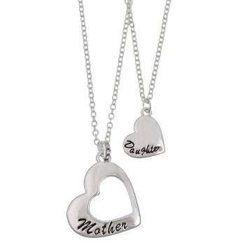 FAO Schwarz Silver Tone Heart Pendant Necklace Set