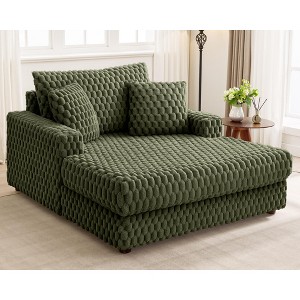 KERDOM Chaise Lounge Chair 53'' Comfy Oversized Reading Chair Fluffy Plush Cozy Couch Sofa Bed with Armrests and Pillows, for Rooms - 1 of 4