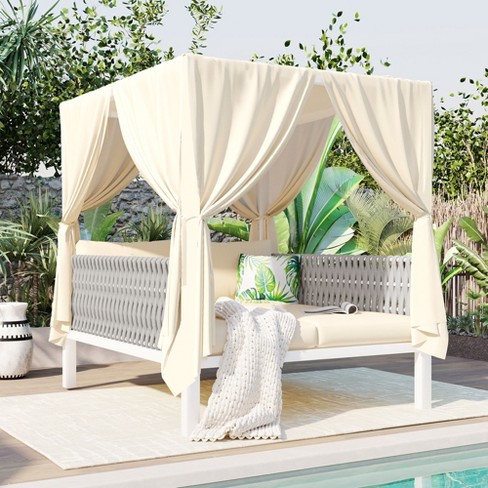 Modern Outdoor Patio Sunbed With Curtains For Multiple Scenarios, 2 ...