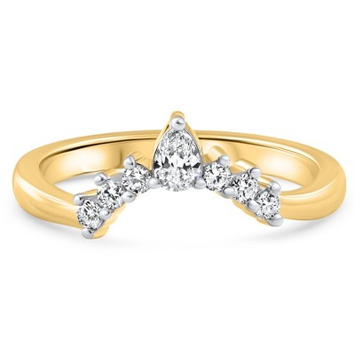 Pompeii3 1/4Ct Diamond Curved Wedding Anniversary Engagement Guard Ring Gold Lab Created