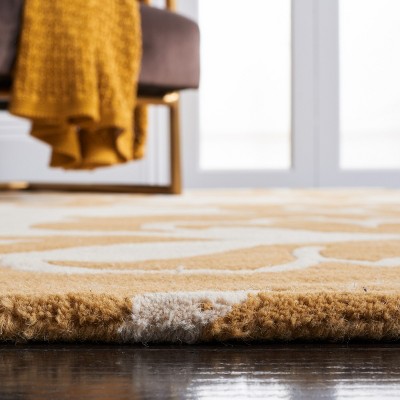 Barcelona Yellow and Off-White Hand-Tufted Wool 4' x 6' Rug