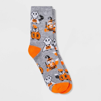 Women's Costume Critters Halloween Crew Socks - Hyde & EEK! Boutique™ Heather Gray 4-10