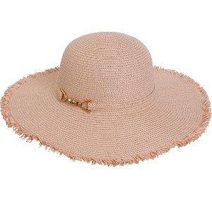 Magid Gold Metal Accent Frayed Brim Straw Floppy Hat - 1 of 1