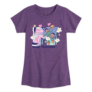 Girls' - MTV - Funky Flower Dude Fitted Short Sleeve Graphic T-Shirt - 1 of 4