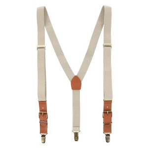 CTM Men's 1 Inch Wide Suspender with Faux Leather Buckle and Clip-Ends - 1 of 4