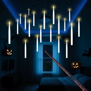 Joyfy 20Pcs Halloween Magic Floating Candles with Wand Set, Flickering Light Hanging Flameless LED Candles with 2 Light Mode for Halloween Party Decor - 1 of 4