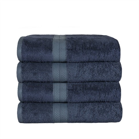 4 Piece Bath Towel Set, Rayon From Bamboo And Cotton, Plush And