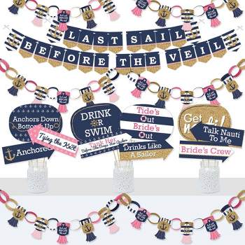 Big Dot of Happiness Last Sail Before the Veil - Banner & Photo Booth Decor - Nautical Bachelorette Party and Bridal Supplies Kit - Doterrific Bundle