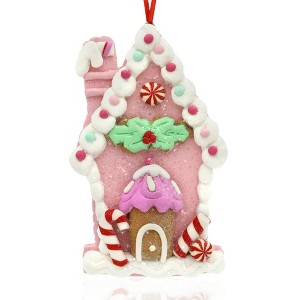 Gloria Duchin Clay Pink Frosted House Tree Ornament - 1 of 2