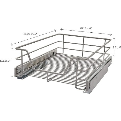 Silver Epoxy Coated Steel Pull-Out Basket Organizer