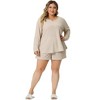 Agnes Orinda Women's Plus Size Waffle Solid Color Long Sleeve Comfortable 2 Pieces Pajama Sets - 3 of 4
