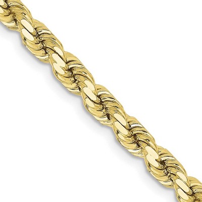 Black Bow Jewelry 4.25mm 10K Yellow Gold Diamond Cut Solid Rope Chain Bracelet