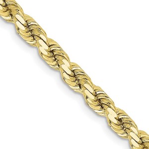 Black Bow Jewelry 4.25mm 10K Yellow Gold Diamond Cut Solid Rope Chain Necklace - 1 of 4