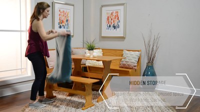 Linon 3pc Ardmore Breakfast Nook Storage Benches Dining Set Black/Pecan: Mid-Century Modern, Wood, 6-Seat Capacity