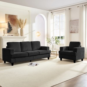 Mjkone 82" Width 2 Piece Living Room Sofa Set, 3 Seat Sofa with Armchair, Modular Sectional Couch Furniture Sets - 1 of 4