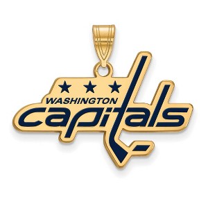 Black Bow Jewelry 14k Yellow Gold Plated Sterling Silver Washington Capitals NHL Large Pendant - 1 of 3