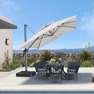 PURPLE LEAF Outdoor Cantilever Umbrellas with Base Large Patio Umbrella Offset Umbrella 360 Degree Rotation - 1 of 4