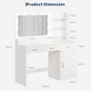 GustoWave Vanity Desk with Mirror and Lights, White Makeup Table 3 Large Drawers, Wooden Bedroom Dressing Table for Women Girls - 2 of 4