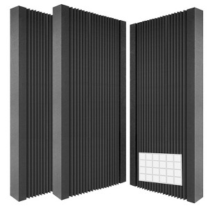 Acoustic Panels, 48x24x2 in Sound Proof Foam Panels for Walls, Noise Sound Dampening Foam with Media Room Home Office Recording Room, Black - 1 of 4