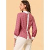 Allegra K Women's Contrast Turndown Collar Button Back Check Plaid Work Shirt - 2 of 4
