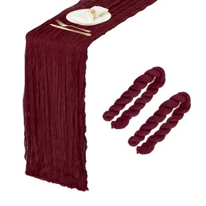 Unique Bargains Light Elegant Romantic Sheer Rustic Gauze Table Decoration Runner 2 Pcs - 1 of 4
