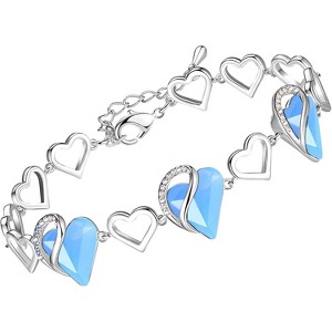 Adjustable Infinity Heart Bracelet with Birthstone - Silver Tone Link Chain Gift for Her - 1 of 4