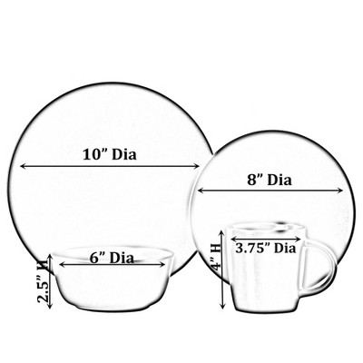 Matte Black Ceramic 16-Piece Dinnerware Set for 4