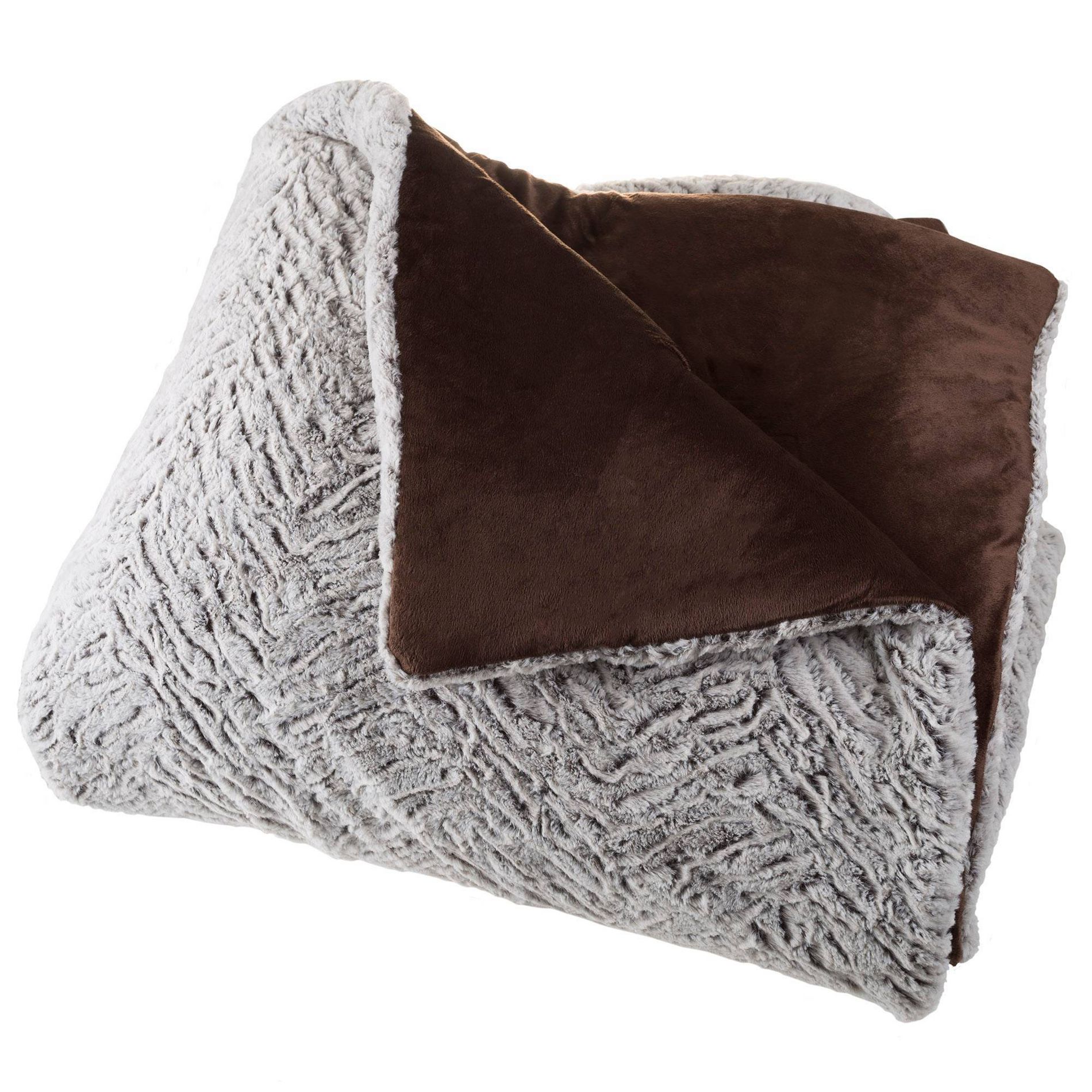 Hastings Home 3pc Mink Style Faux Fur Comforter Set Gray/Brown