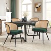 Bekrvio Rattan Dining Chairs - Cane Back & Curved Arm,Boucle Fabric Upholstered, Mid Century Modern Kitchen Chairs for Living Room - 3 of 4