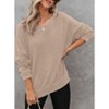 Coolmee Womens Waffle Knit Crewneck Sweatshirts Long Sleeve Side Slits Casual Pullover Sweatshirt Tops - 4 of 4
