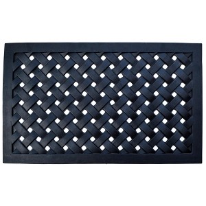 HomeRoots 18" X 30" Black Rubber Outdoor Door Mat - 1 of 4