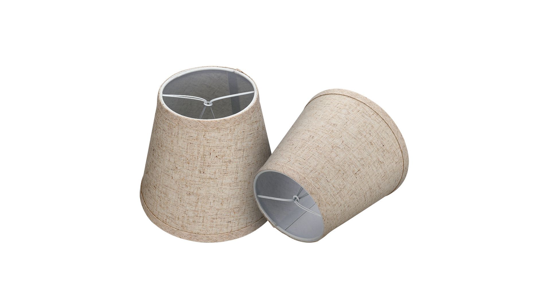 ALUCSET 2-Pack Beige Linen Clip-On Lamp Shades 4"×7"×6", Fabric Replacement Shades for Wall Sconces & Chandeliers