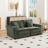 2 Seats Corduroy Modular Sofa with Complimentary 2 Pillows, Detachable Cushions, and Space-Saving Design - 4 of 4