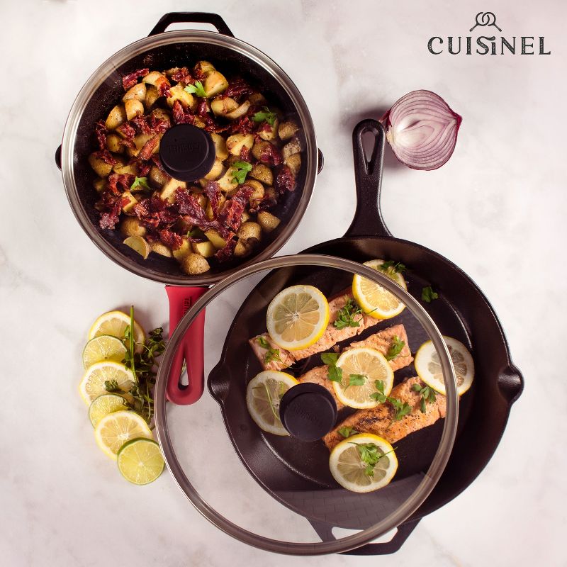 Cuisinel Cast Iron Skillets - Pre-Seasoned 2-Piece Pan Set: 10" + 12"-Inch + 2 Heat-Resistant Silicone Handle Covers, 3 of 4