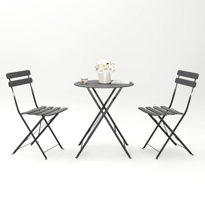 Nestfair 3pc Patio Bistro Balcony Metal Chair Table Set
