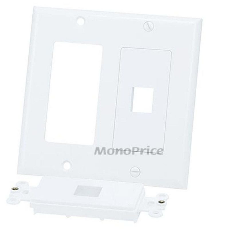 Monoprice 2-Gang Wall Plate - 2 Hole White For Keystone, Ethernet Networks or Home Theater Interconnects, 3 of 5