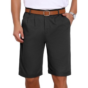 INSPIRE CHIC Men's Linen Pleated with Pockets Above Knee Casual Shorts - 1 of 4