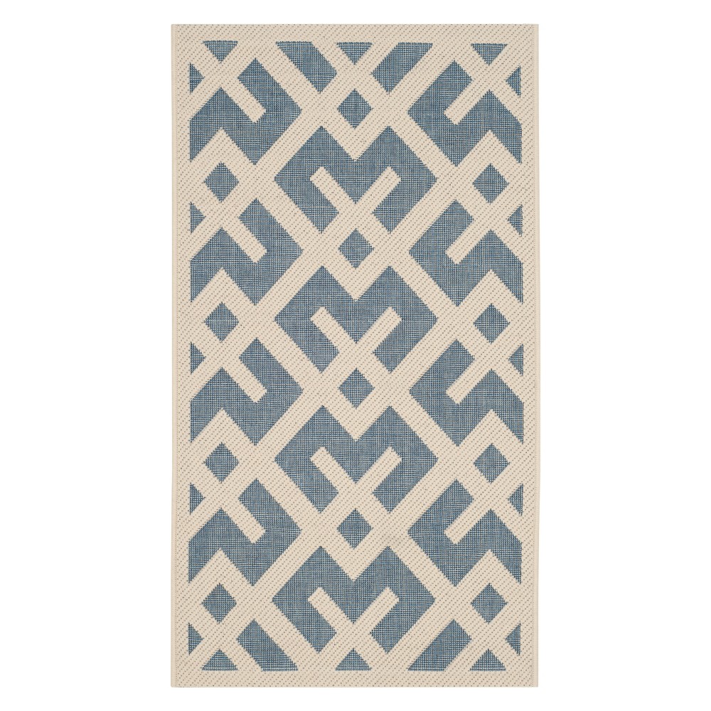 2'X3'7in Rectangle Claudette Patio Rug Blue/Bone - Safavieh