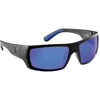 Flying Fisherman Swirl Polarized Sunglasses - Matte Black/Smoke Blue Mirror