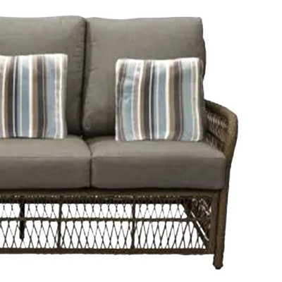 Positano Beige Wicker 3-Seater Outdoor Loveseat with Cushions