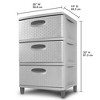 Sterilite 3 Drawer Medium Weave Storage Tower, Plastic Decorative Dresser Drawers to Organize Clothes and Shoes in Bedroom or Closet, Cement - image 2 of 4