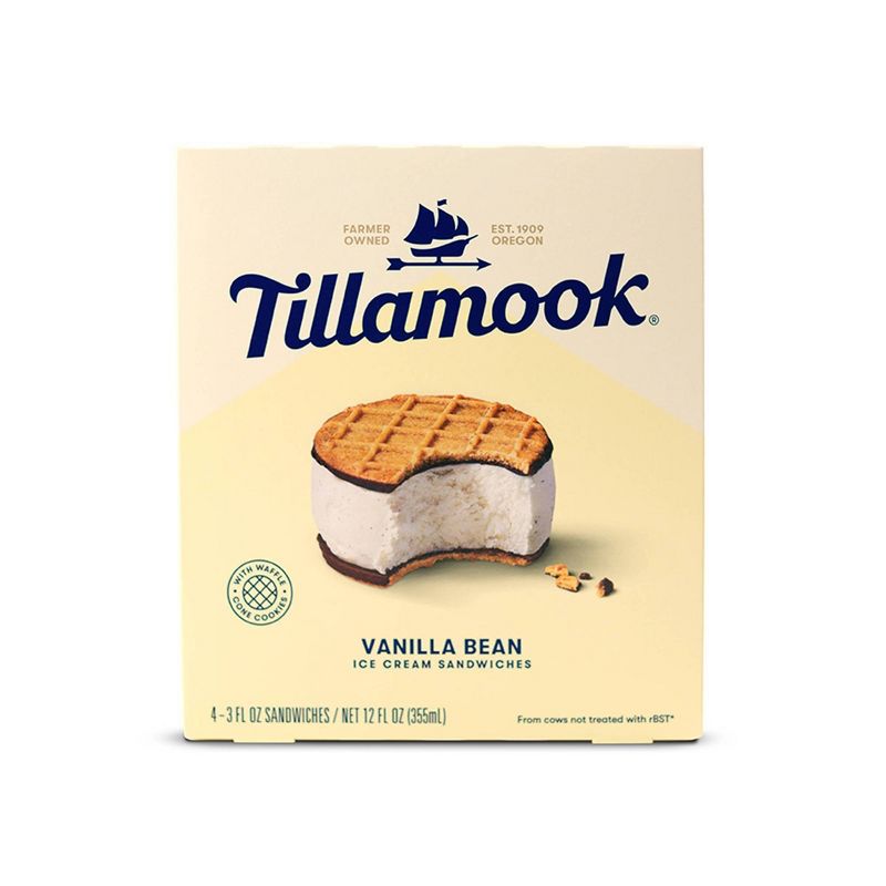 Tillamook Vanilla Bean Ice Cream Sandwich - 12oz/4ct, 1 of 6