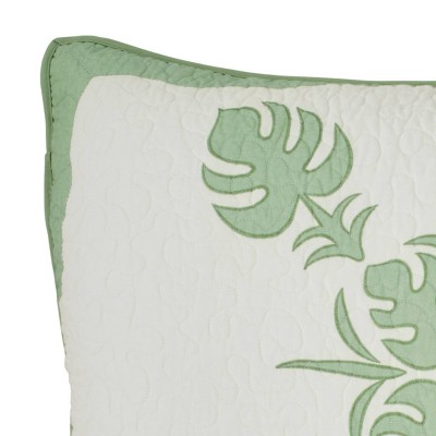 Molokai Green and Beige Cotton Embroidered Sham