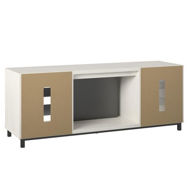 Lumina 70" Deluxe White Plaster Fireplace TV Stand with LED Shelves