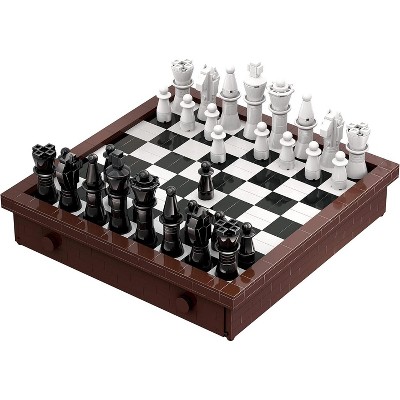 Deluxe Building Block Chess Set with Storage Drawers