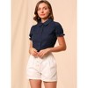 INSPIRE CHIC Women's Short Sleeve Button Down Peter Pan Collar Blouse - 4 of 4