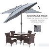 Sapphtopaz 9Ft Patio Umbrella 3 Tiers Market Umbrella Ventilated Top with Crank and Push Button Tilt for Garden, Beach, Lawn, Backyard - 4 of 4