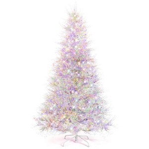 VINGLI 7ft Pre-lit White Christmas Tree, 400 LED Lights, 1218 Snow-Flocked Tips, 11 Modes, 2 Colors, PE for Home Office Party - 1 of 4