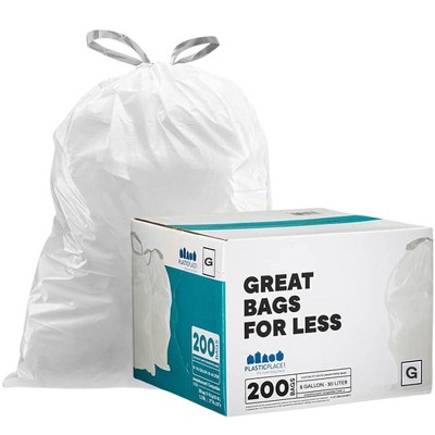 Plasticplace Trash Bags, Compatible with simplehuman Code G Drawstring Can Liners